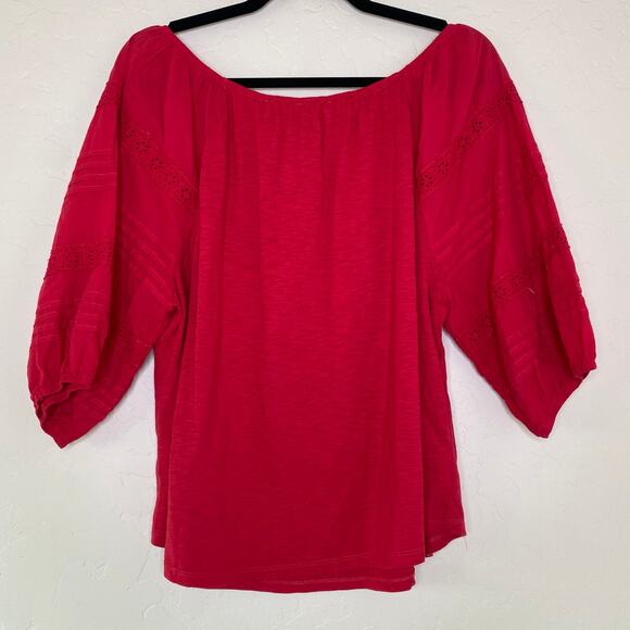 Draper James RSVP Red Balloon Sleeve Blouse Large - Picture 9 of 10